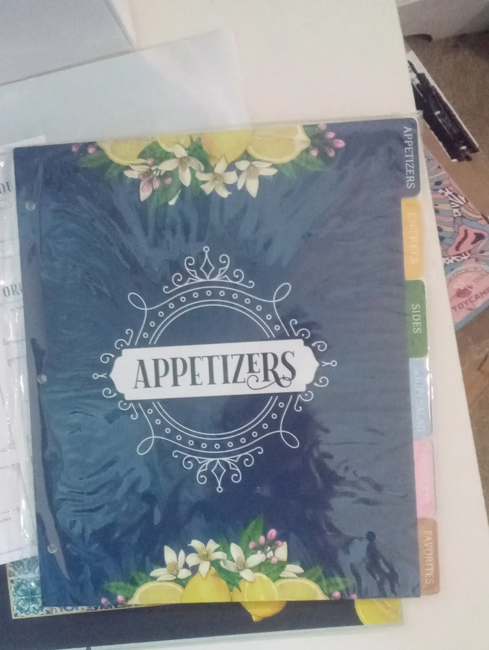 Recipes Collection Journal NWT Blue & Yellow Lemon Design Recipe Organizer